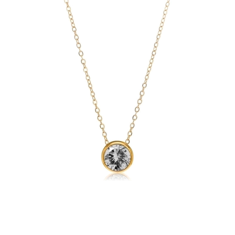 Minimalist Round 304 Stainless Steel Rhinestones Plating Stainless Steel Necklaces