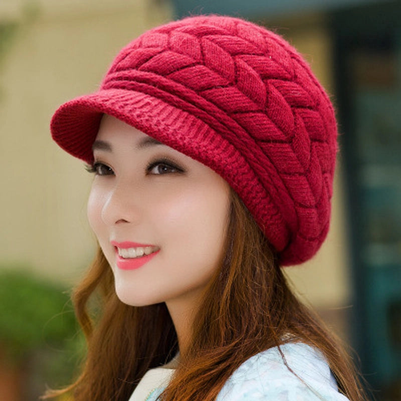 Clearance Autumn And Winter Korean Style Women's Rabbit Fur Hat Winter Hot Knitted Hat Winter Warm Hat