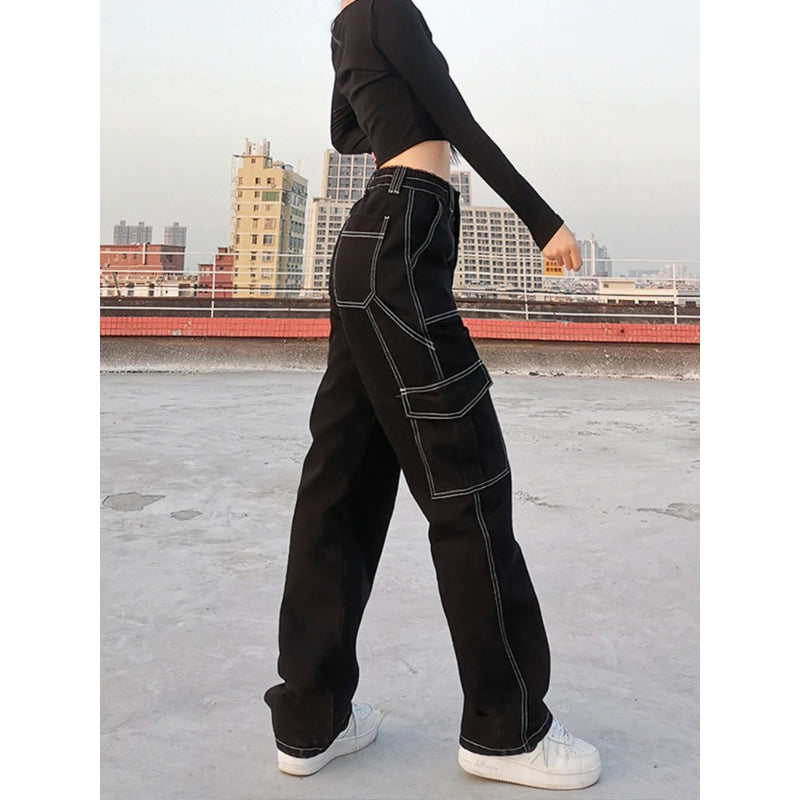 Patchwork Streetwear Baggy Jeans For Women