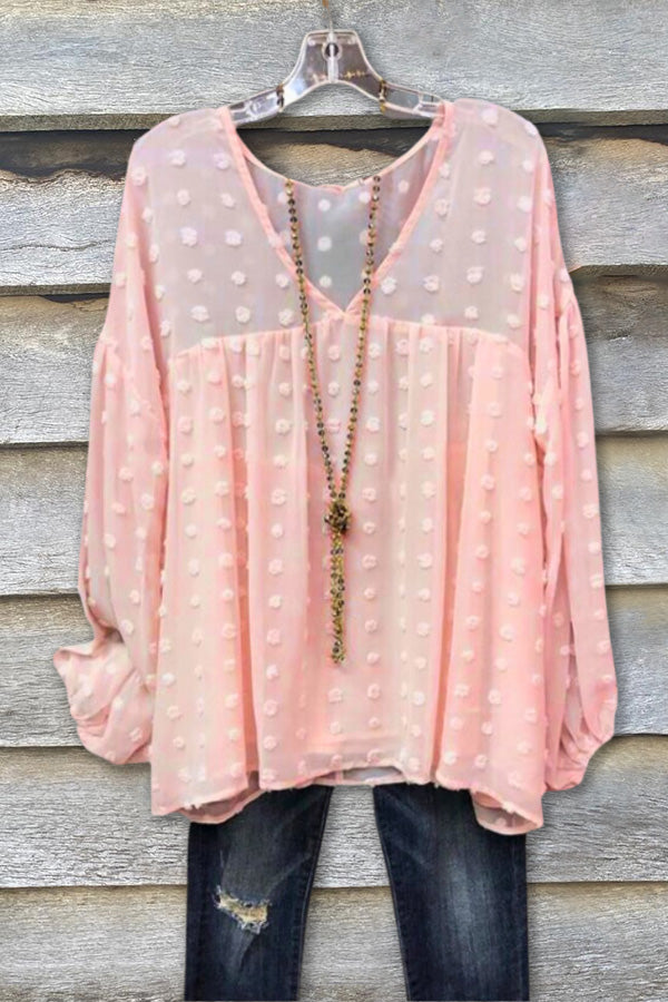 Polka-dot Lantern Sleeve Top