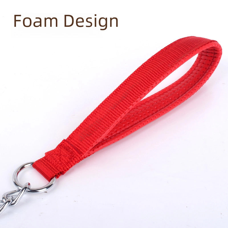 Dog Traction Pet Traction Rope Foam Handle Metal Iron Dog Chain Dog Rope Twist Chain Pet Traction Chain