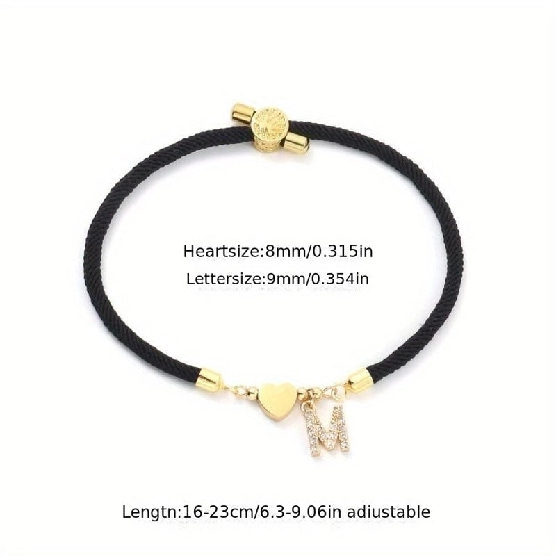 Minimalist Classic Style Letter 304 Stainless Steel Nylon Copper Zircon Bracelets In Bulk