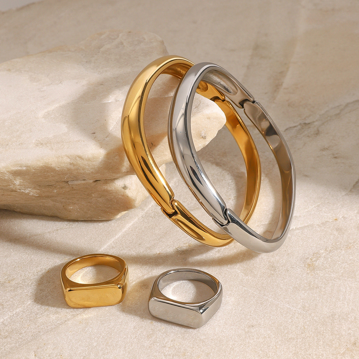 Stainless Steel Plain Ring Bracelet Geometric Ring Niche Bracelet Titanium Steel Hand Jewelry