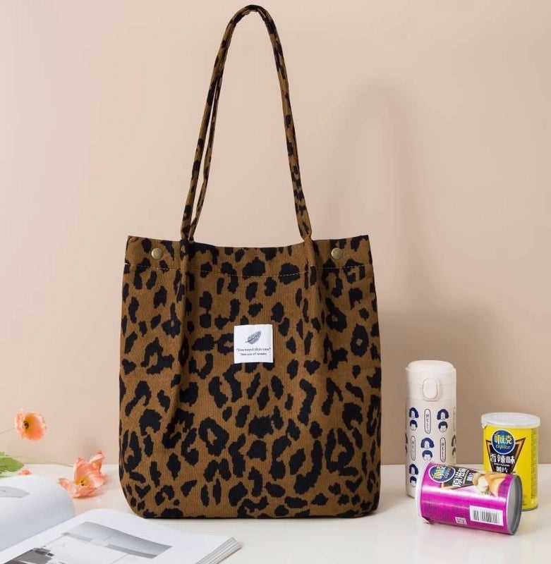 Women's Large Nylon Cows Cheetah Print Smile Face Classic Style Square Open Underarm Bag