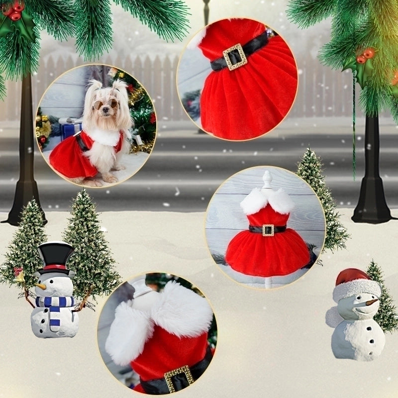Cute Sweet Gold Velvet Christmas Color Block Bow Knot Pet Clothing