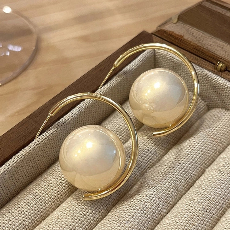 1 Pair Minimalist Round Inlay Alloy Zircon Ear Studs