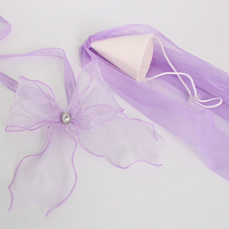 Party Lace Dog Cat Necklace&Hat Set
