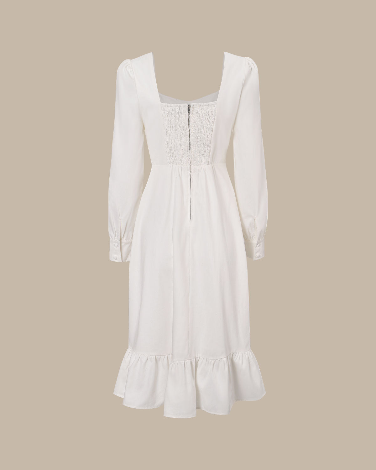 The White Sweetheart Neck Split Midi Dress