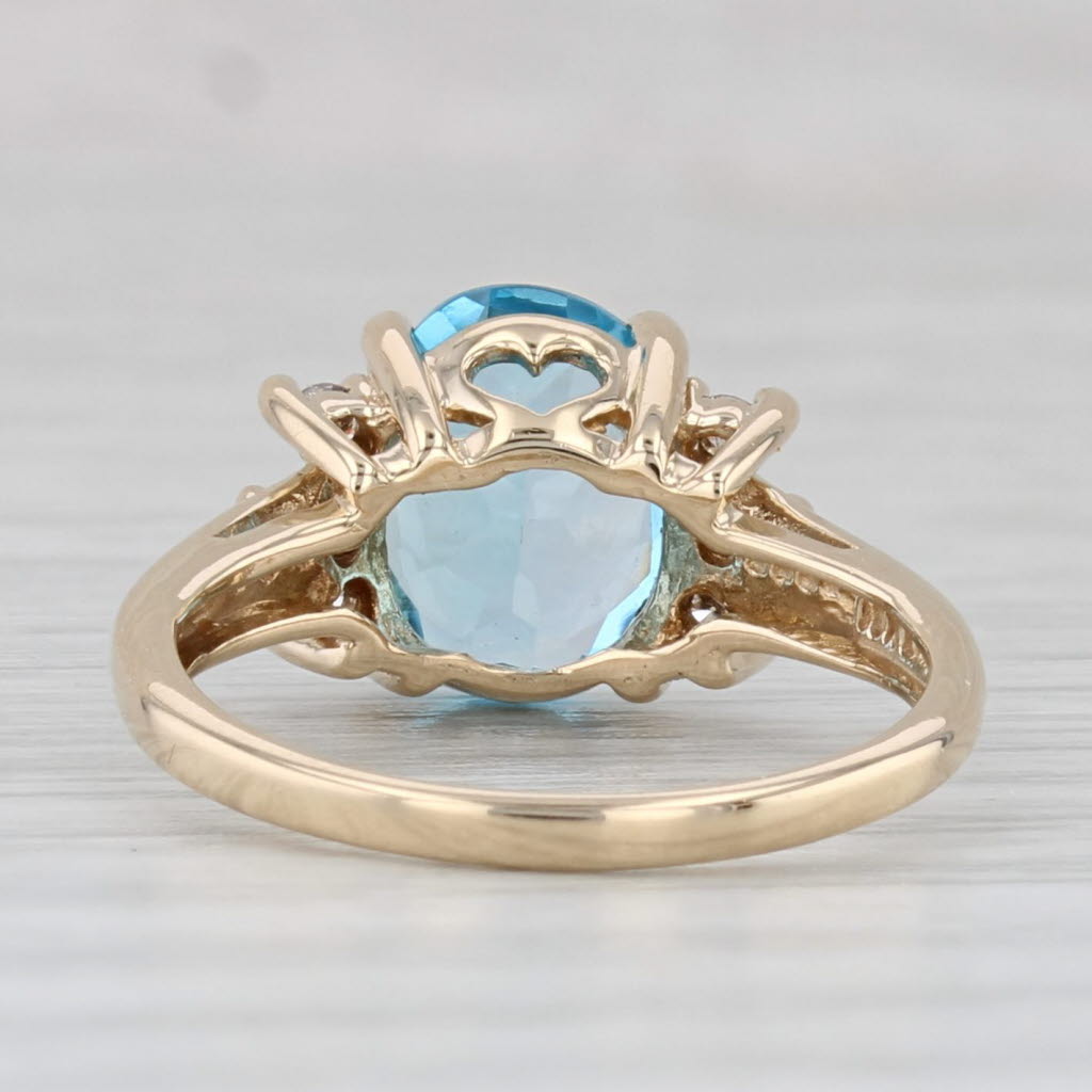 2.19ctw Oval Blue Topaz Diamond Ring 10k Yellow Gold Size 4.5