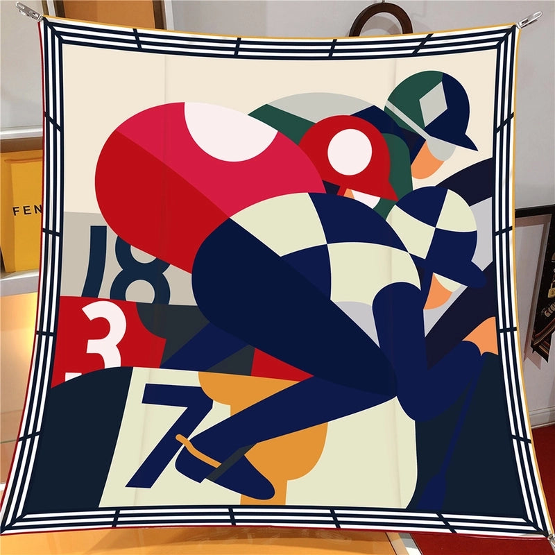 Women's Casual Human Twill Printing Silk Scarf