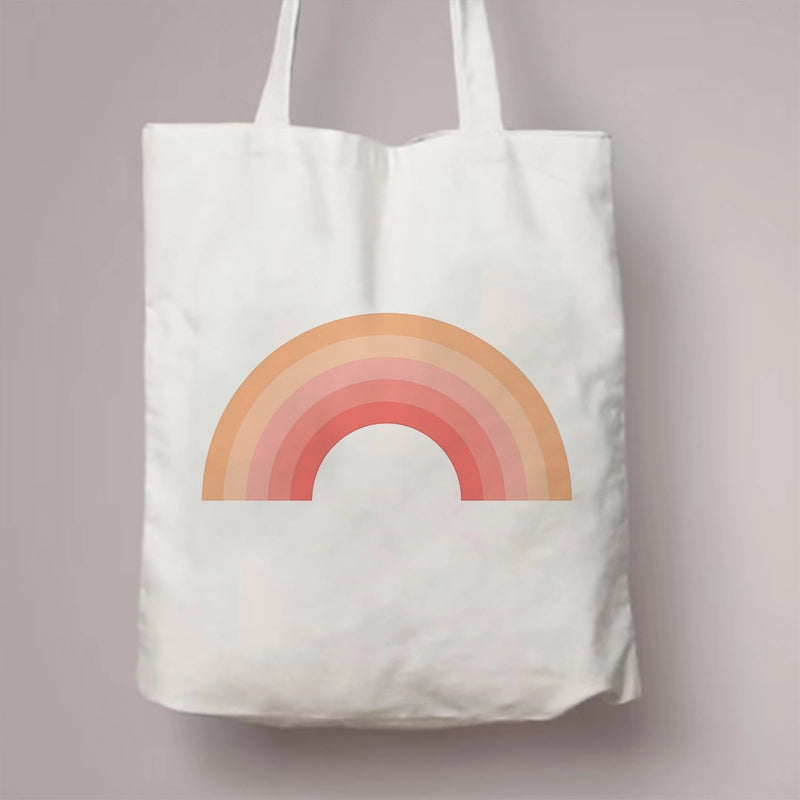 Women's Canvas Rainbow Red Heart Cute Square Open Canvas Bag