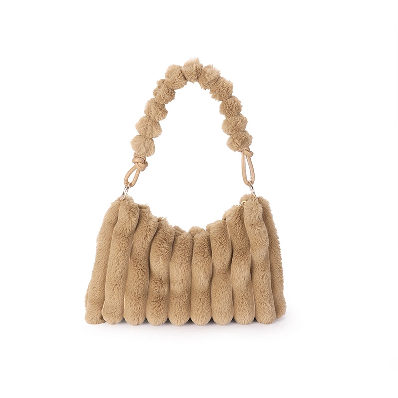 Plush Hand-Carrying Bag Large Capacity Trendy Furry Underarm Women's Bag Textured Tote Bag