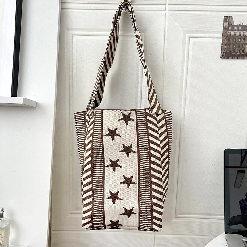 Women's Large Polyester Star Streetwear Square Open Handbag