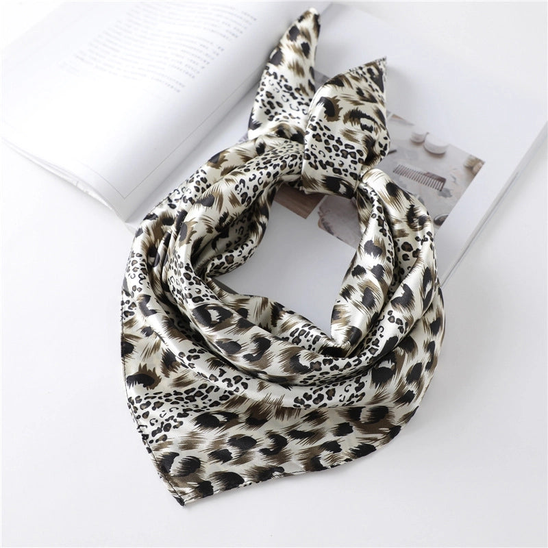 Women's Vacation Minimalist Leopard Satin Silk Silk Scarf