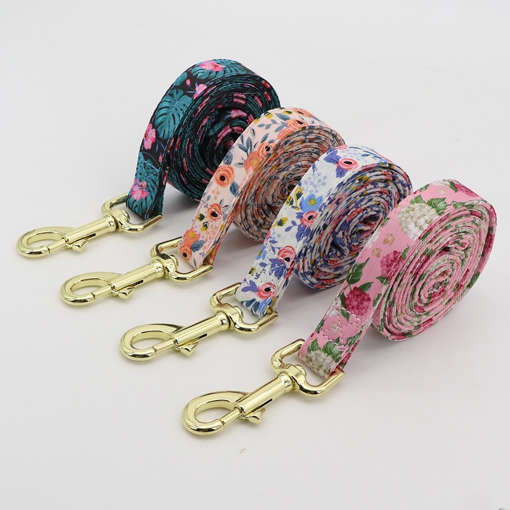 Personalized Engraved Dog Collar With Leash