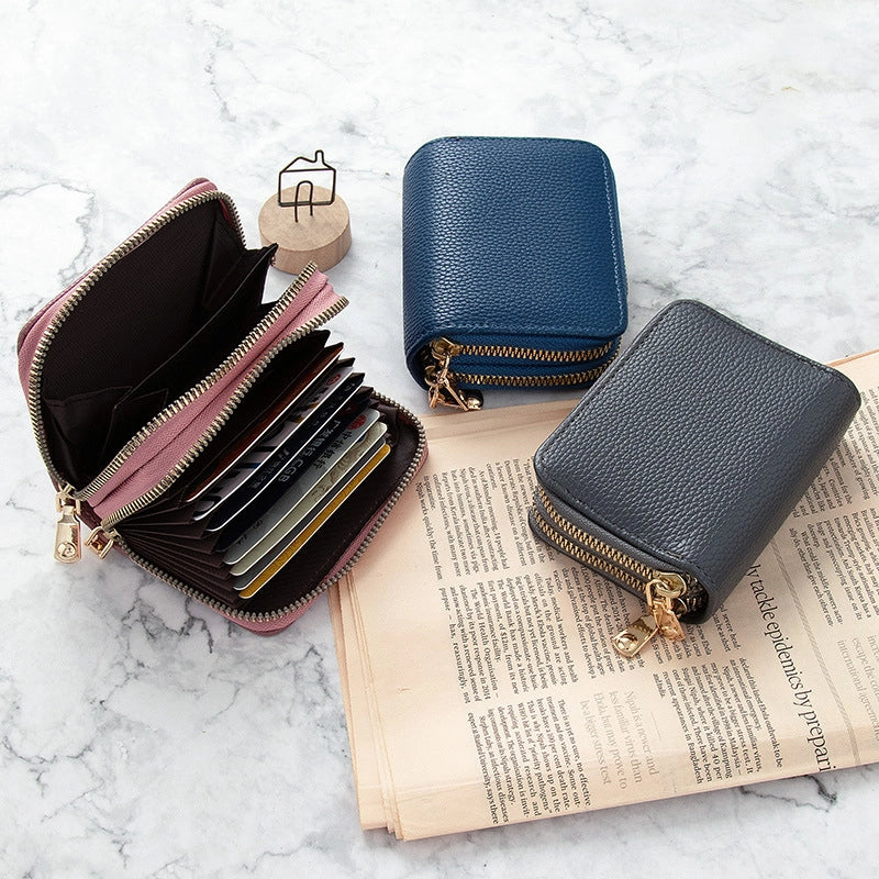 Basic Solid Color Square Zipper Small Wallet