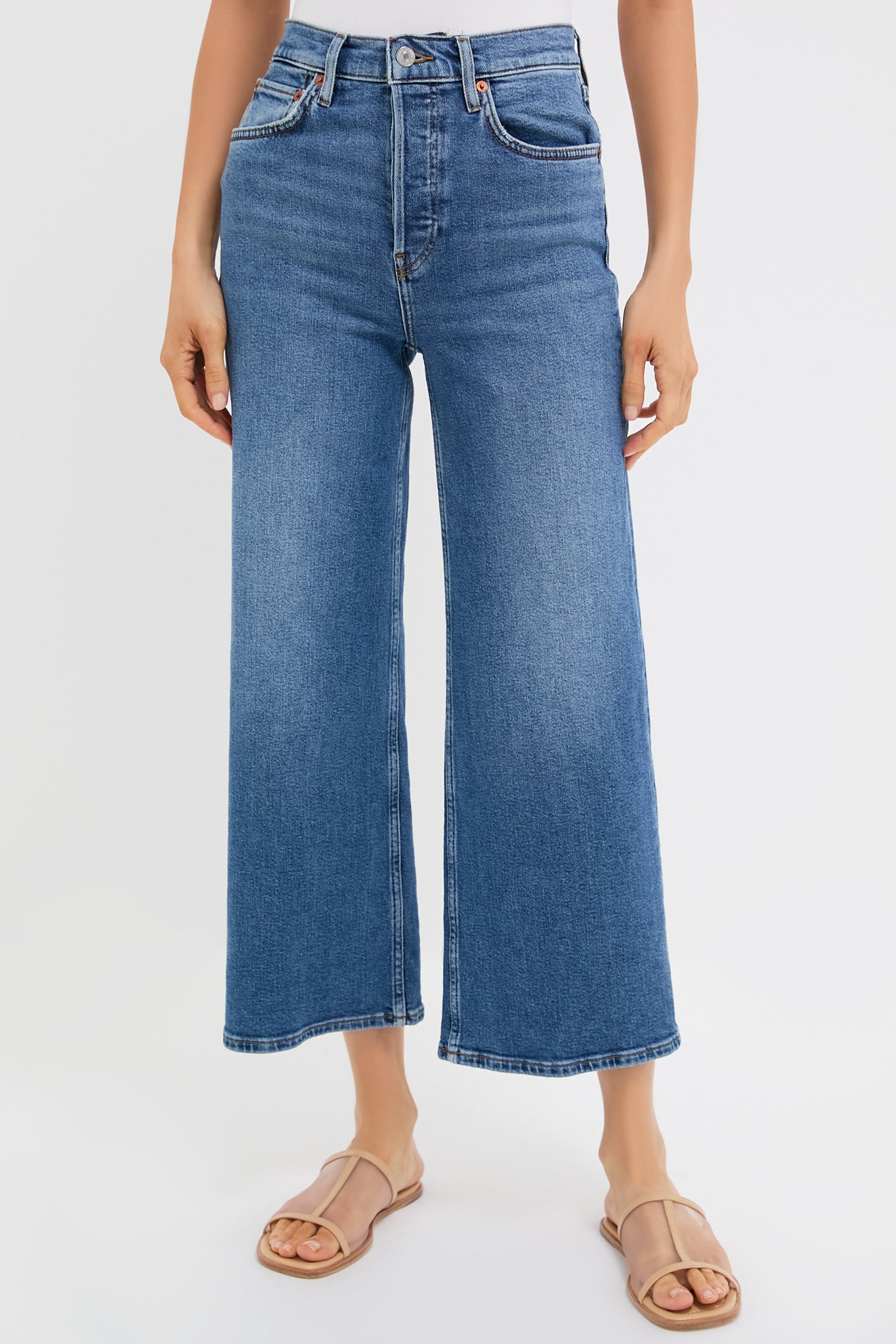 Mid 70s High Rise Wide Leg Crop