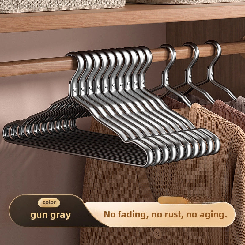 Space Aluminum Alloy Hanger Household Hanging Clothes Seamless Clothes Support Anti-slip Anti-shoulder Angle Light Luxury Metal Adult Drying Rack
