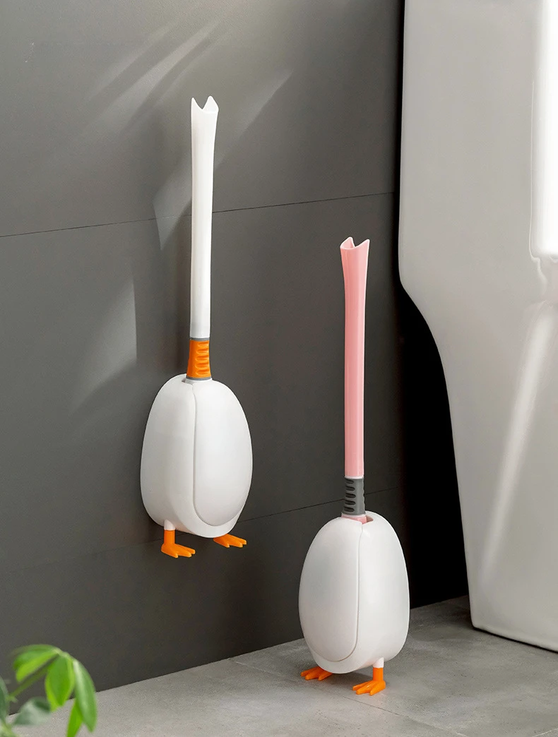 DUCK-SHAPED RUBBER TOILET BRUSH 鈥?SILICONE LONG HANDLE FOR DEEP CLEANING & CORNER REACH