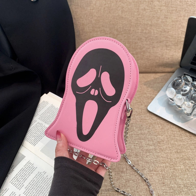Halloween Women's Pu Leather Ghost Punk Streetwear Sewing Thread Zipper Crossbody Bag