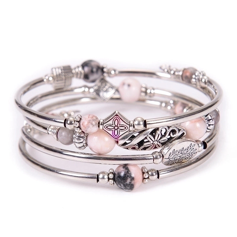 Retro Flower Natural Stone Handmade Bracelets 1 Piece