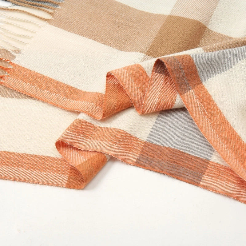 Autumn And Winter New Stitching Plaid Artificial Cashmere Scarf Women's Sweet Style Fashion Cold-Proof Warm Couple Bib Shawl