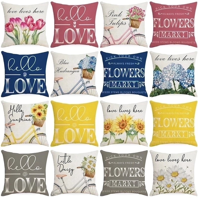 Minimalist Classic Style Commute Color Block Linen Pillow Cases