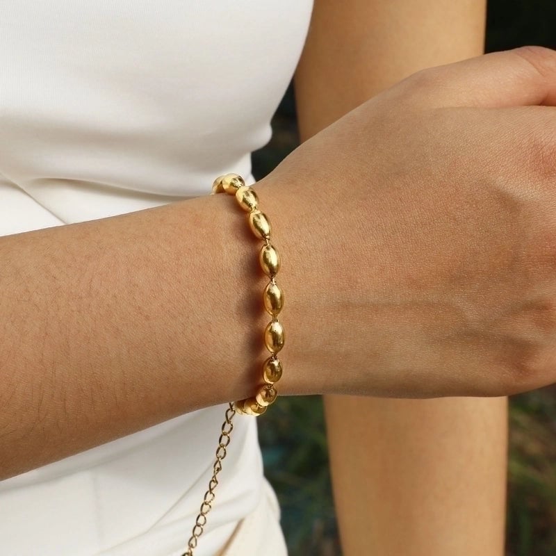 Minimalist Solid Color Stainless Steel Gold Plated Bracelets In Bulk