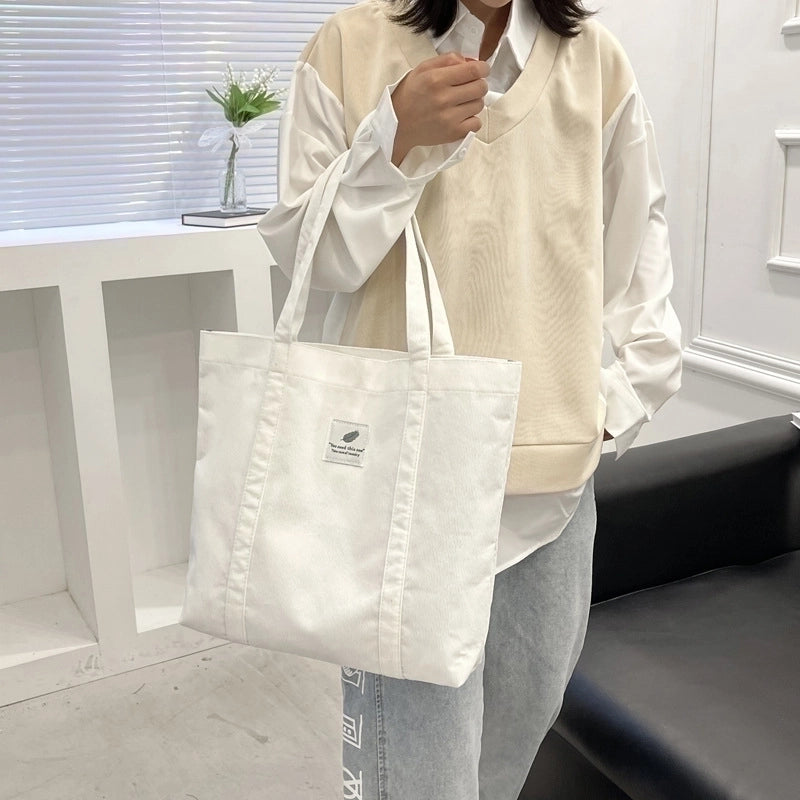 Unisex Fashion Solid Color Canvas Shopping Bags