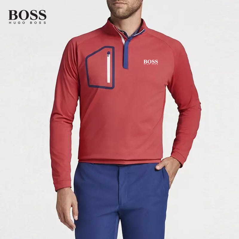 PRE-SALE BOSS Men 1/4 Zip Neck Pullover Sweatshirt with Pocket