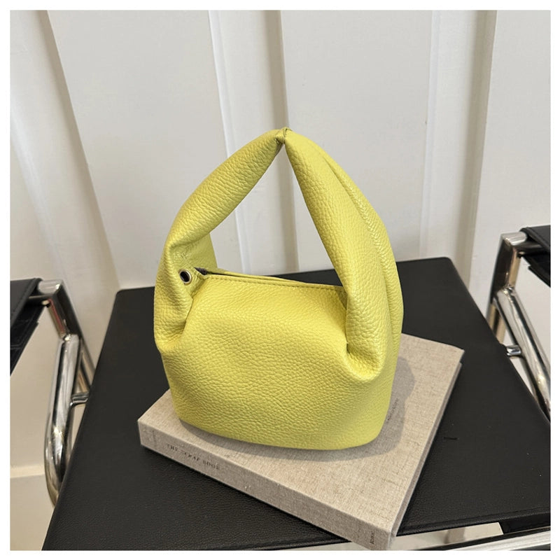 Women's Small Pu Leather Solid Color Streetwear Square Zipper Ruched Bag