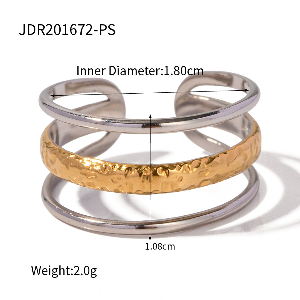 Women Geometric Stainless Steel 18K Gold Plated Rings