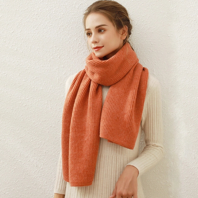 Women's Basic Minimalist Solid Color Acrylic Knit Scarf