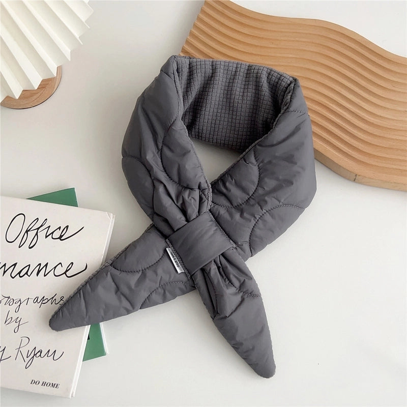 Winter Socket Cross Small Ear Scarf Female  Lazy Fashion Thick Warm Neck Protection Small Scarf