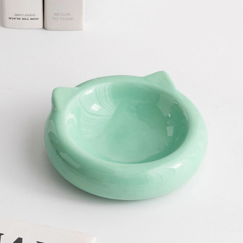 Shumen Ceramic Cat Food Bowl Plate Dog Food Bowl Anti-knock Simple Modern Pet Bowl Puppy Drinking Bowl Cat Bowl