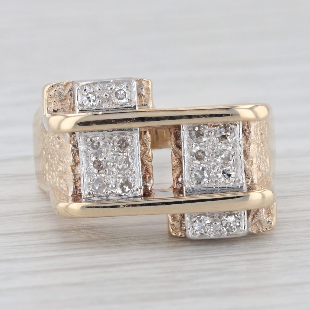 0.24ctw Diamond Ring 14k Yellow White Gold Size 10.25 Men's