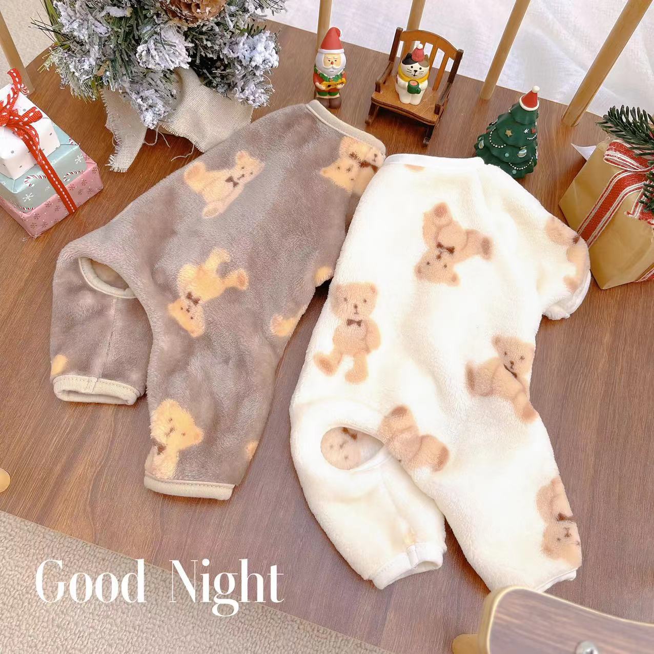 Bear Printed Fleece Dog Jumpsuits/Vest