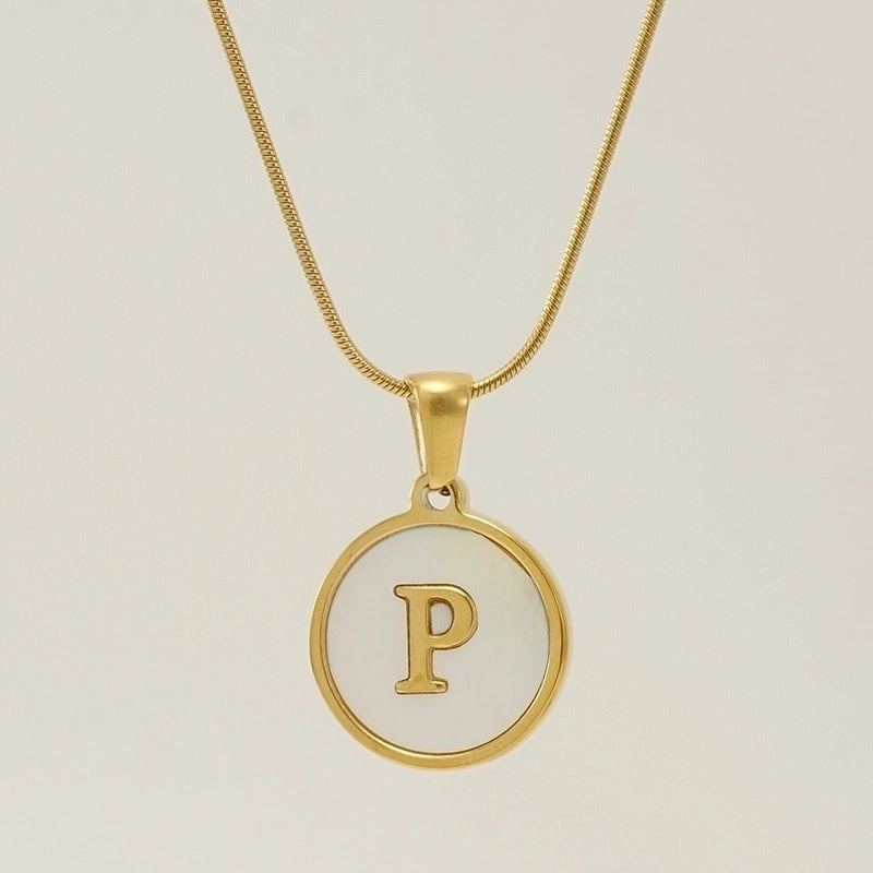 Fashion Letter Stainless Steel Titanium Steel Plating Inlay Shell Pendant Necklace 1 Piece