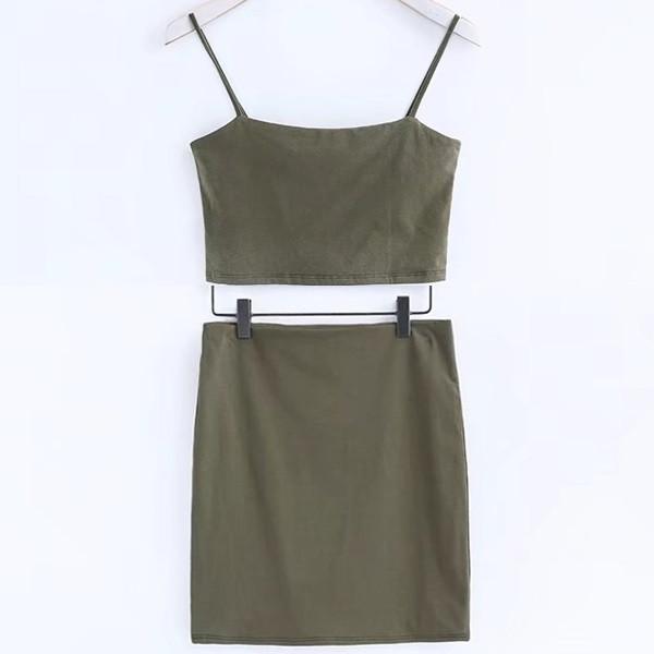 Cropped Top And Slim Mini Skirt Set