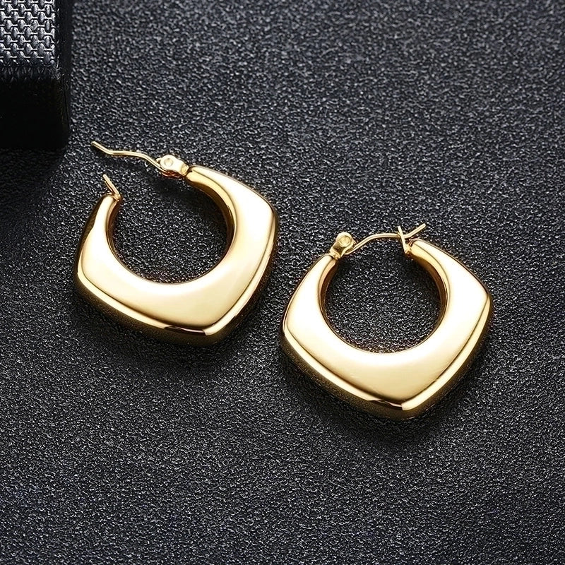 1 Pair Minimalist Solid Color Plating 201 Stainless Steel 18K Gold Plated Earrings