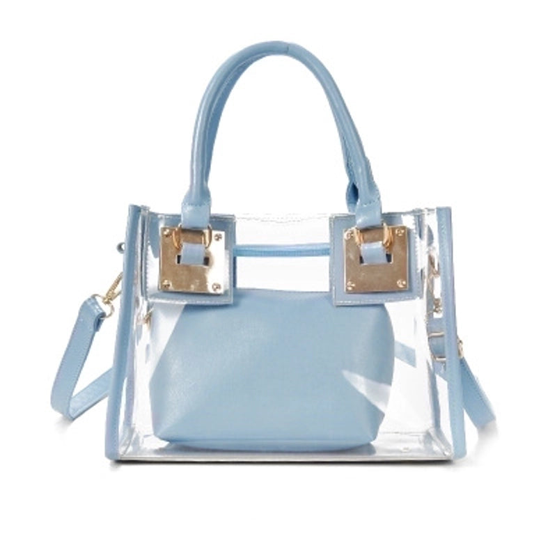 Medium Plastic Solid Color Square Flip Cover Women's Handbag Jelly Bag