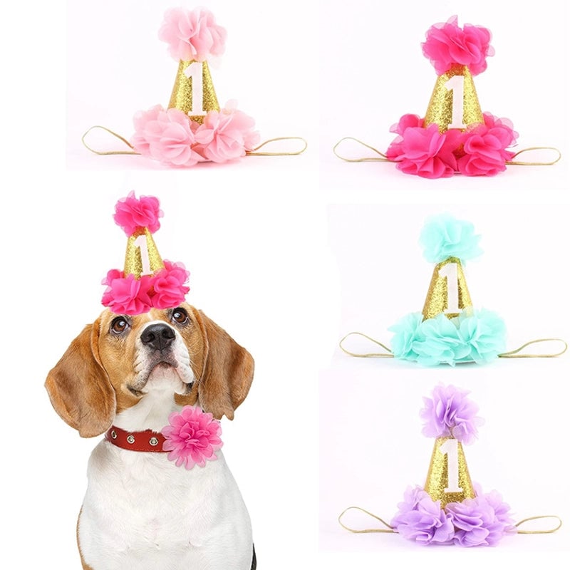 Cartoon Pu Leather Number Solid Color Pet Hat