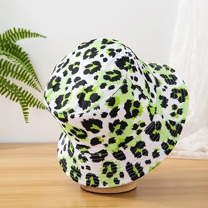 Unisex Casual Vacation Leopard Printing Flat Eaves Bucket Hat