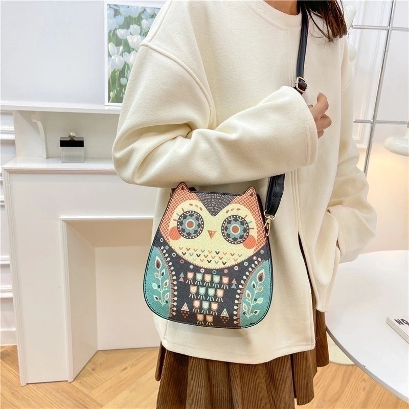 Women's Small Pu Leather Animal Color Block Streetwear Zipper Shoulder Bag