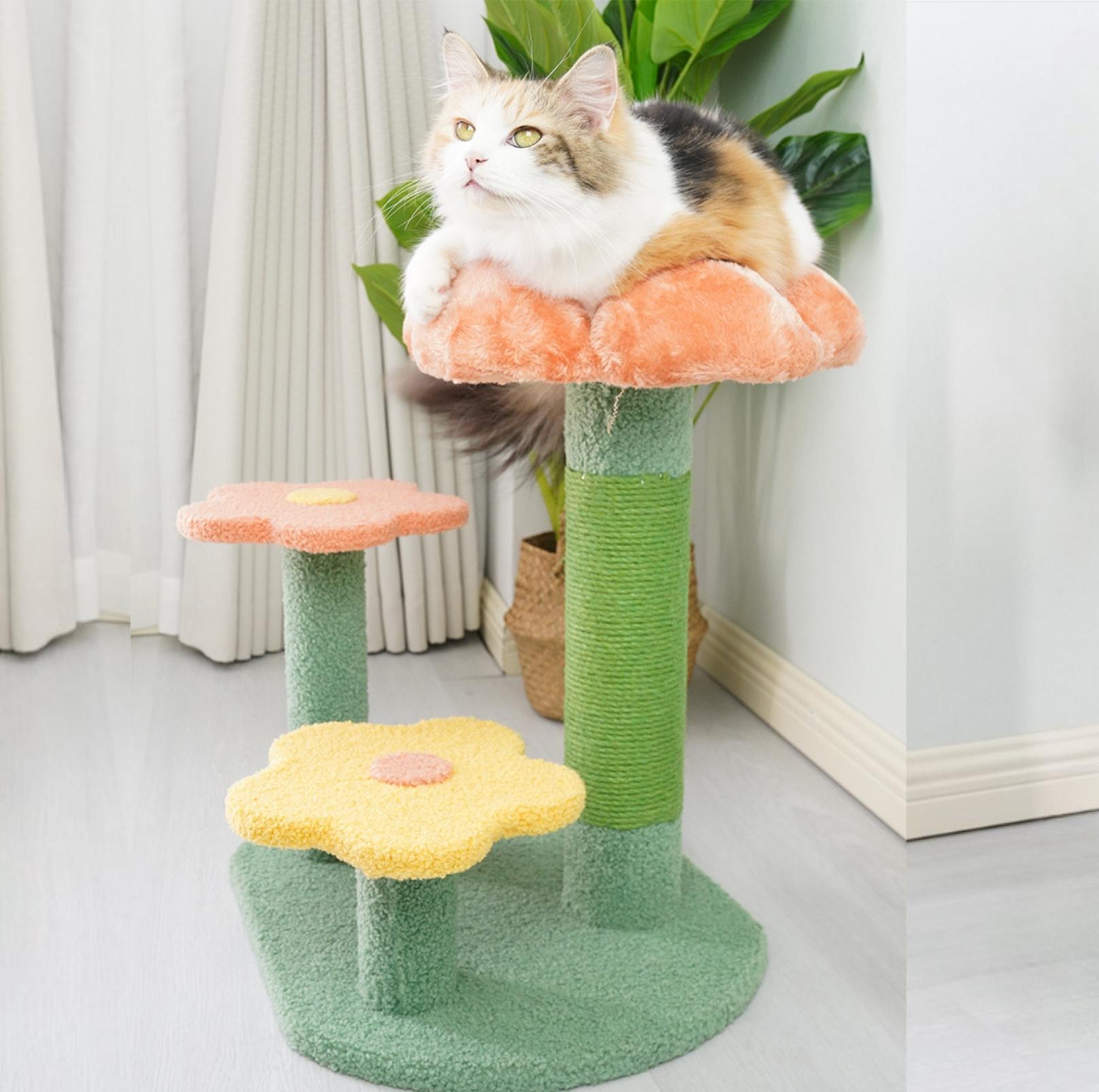 Flower-Styled Cat Tree with Soft Nest & Scratching Posts