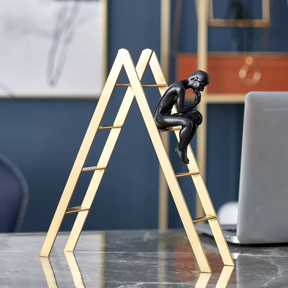 Man on Ladder Decorative Accent - Black & Gold