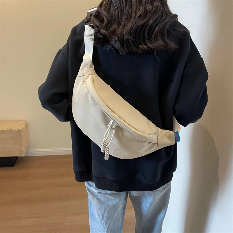 Women's Preppy Style Streetwear Sports Solid Color Canvas Waist Bags