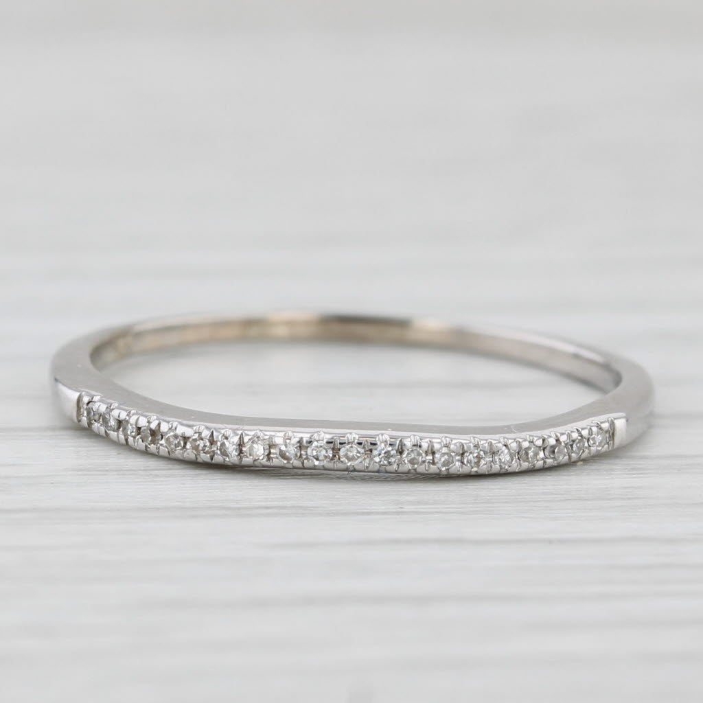 Diamond Stackable Ring 14k White Gold Wedding Band Size 9