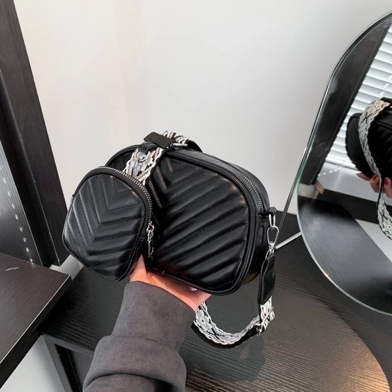 Women's Small Pu Leather Solid Color Basic Zipper Shoulder Bag Bag Sets