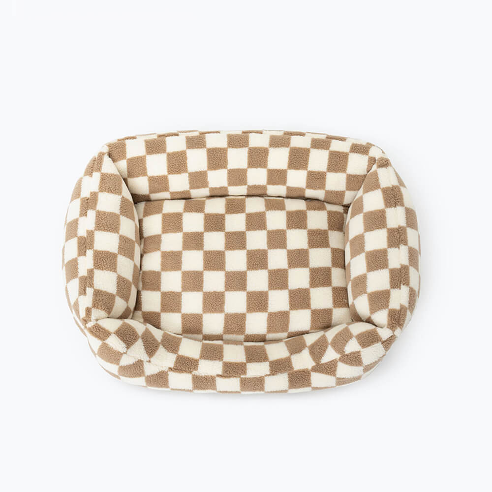 Stylish Checkerboard Warmth Removable Washable  Dog Sofa Bed